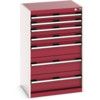 Cubio Drawer Cabinet, 7 Drawers, Light Grey/Red, 1000 x 650 x 525mm thumbnail-0