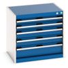 Cubio Drawer Cabinet, 5 Drawers, Blue/Light Grey, 600 x 650 x 525mm thumbnail-0