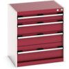 Cubio Drawer Cabinet, 4 Drawers, Light Grey/Red, 700 x 650 x 525mm thumbnail-0