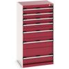 Cubio Drawer Cabinet, 7 Drawers, Light Grey/Red, 1200 x 650 x 525mm thumbnail-0