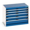 Cubio Drawer Cabinet, 5 Drawers, Blue/Light Grey, 600 x 800 x 525mm thumbnail-0