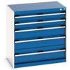 Cubio Drawer Cabinet, 5 Drawers, Blue/Light Grey, 800 x 800 x 525mm thumbnail-0