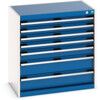 Cubio Drawer Cabinet, 7 Drawers, Blue/Light Grey, 800 x 800 x 525mm thumbnail-0