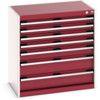 Cubio Drawer Cabinet, 7 Drawers, Light Grey/Red, 800 x 800 x 525mm thumbnail-0