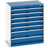 Cubio Drawer Cabinet, 7 Drawers, Blue/Light Grey, 900 x 800 x 525mm thumbnail-0