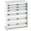 Cubio Drawer Cabinet, 6 Drawers, Light Grey, 1000 x 800 x 525mm thumbnail-0