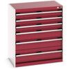 Cubio Drawer Cabinet, 6 Drawers, Light Grey/Red, 900 x 800 x 525mm thumbnail-0