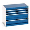 Cubio Drawer Cabinet, 4 Drawers, Blue/Light Grey, 600 x 800 x 525mm thumbnail-0