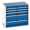 Cubio Drawer Cabinet, 5 Drawers, Blue/Light Grey, 700 x 800 x 525mm thumbnail-0