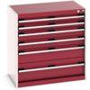 Cubio Drawer Cabinet, 6 Drawers, Light Grey/Red, 800 x 800 x 525mm thumbnail-0