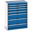 Cubio Drawer Cabinet, 7 Drawers, Blue/Light Grey, 1000 x 800 x 525mm thumbnail-0