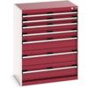 Cubio Drawer Cabinet, 7 Drawers, Light Grey/Red, 1000 x 800 x 525mm thumbnail-0