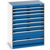 Cubio Drawer Cabinet, 8 Drawers, Blue/Light Grey, 1000 x 800 x 525mm thumbnail-0