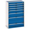 Cubio Drawer Cabinet, 7 Drawers, Blue/Light Grey, 1200 x 800 x 525mm thumbnail-0