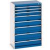 Cubio Drawer Cabinet, 8 Drawers, Blue/Light Grey, 1200 x 800 x 525mm thumbnail-0