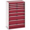 Cubio Drawer Cabinet, 8 Drawers, Light Grey/Red, 1200 x 800 x 525mm thumbnail-0