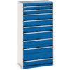 Cubio Drawer Cabinet, 9 Drawers, Blue/Light Grey, 1600 x 800 x 525mm thumbnail-0