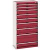 Cubio Drawer Cabinet, 9 Drawers, Light Grey/Red, 1600 x 800 x 525mm thumbnail-0