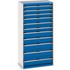 Cubio Drawer Cabinet, 11 Drawers, Blue/Light Grey, 1600 x 800 x 525mm thumbnail-0