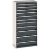 Cubio Drawer Cabinet, 11 Drawers, Anthracite Grey/Light Grey, 1600 x 800 x 525mm thumbnail-0