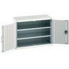 Cubio Storage Cabinet, 2 Perfo Doors, Light Grey, 800 x 1050 x 525mm thumbnail-0