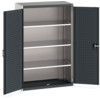 Cubio Storage Cabinet, 2 Perfo Doors, Anthracite Grey, 1600 x 1050 x 525mm thumbnail-0