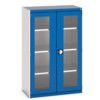 Cubio Storage Cabinet, 2 Clearview Doors, Blue, 1600 x 1050 x 525mm thumbnail-0