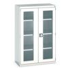 Cubio Storage Cabinet, 2 Clearview Doors, Light Grey, 1600 x 1050 x 525mm thumbnail-0