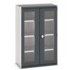 Cubio Storage Cabinet, 2 Clearview Doors, Anthracite Grey, 1600 x 1050 x 525mm thumbnail-0