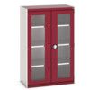 Cubio Storage Cabinet, 2 Clearview Doors, Red, 1600 x 1050 x 525mm thumbnail-0