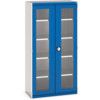 Cubio Storage Cabinet, 2 Clearview Doors, Blue, 2000 x 1050 x 525mm thumbnail-0