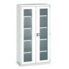 Cubio Storage Cabinet, 2 Clearview Doors, Light Grey, 2000 x 1050 x 525mm thumbnail-0