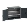 Cubio Storage Cabinet, 2 Perfo Doors, Anthracite Grey, 900 x 1050 x 525mm thumbnail-0