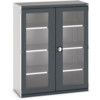 Cubio Storage Cabinet, 2 Clearview Doors, Anthracite Grey, 1600 x 1300 x 525mm thumbnail-0