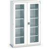 Cubio Storage Cabinet, 2 Clearview Doors, Light Grey, 2000 x 1300 x 525mm thumbnail-0