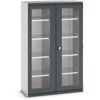 Cubio Storage Cabinet, 2 Clearview Doors, Anthracite Grey, 2000 x 1300 x 525mm thumbnail-0