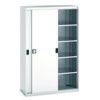 Cubio Storage Cabinet, 2 Sliding Doors, Light Grey, 2000 x 1300 x 525mm thumbnail-0