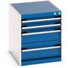 Cubio Drawer Cabinet, 4 Drawers, Blue/Light Grey, 600 x 525 x 650mm thumbnail-0