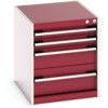 Cubio Drawer Cabinet, 4 Drawers, Light Grey/Red, 600 x 525 x 650mm thumbnail-0