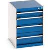 Cubio Drawer Cabinet, 4 Drawers, Blue/Light Grey, 700 x 525 x 650mm thumbnail-0