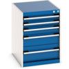 Cubio Drawer Cabinet, 5 Drawers, Blue/Light Grey, 700 x 525 x 650mm thumbnail-0