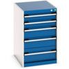 Cubio Drawer Cabinet, 5 Drawers, Blue/Light Grey, 800 x 525 x 650mm thumbnail-0