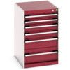 Cubio Drawer Cabinet, 6 Drawers, Light Grey/Red, 800 x 525 x 650mm thumbnail-0