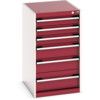 Cubio Drawer Cabinet, 6 Drawers, Light Grey/Red, 900 x 525 x 650mm thumbnail-0