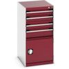 Cubio Drawer Cabinet, 4 Drawers, Light Grey/Red, 1000 x 525 x 650mm thumbnail-0