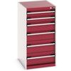 Cubio Drawer Cabinet, 6 Drawers, Light Grey/Red, 1000 x 525 x 650mm thumbnail-0