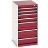 Cubio Drawer Cabinet, 7 Drawers, Light Grey/Red, 1000 x 525 x 650mm thumbnail-0