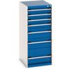 Cubio Drawer Cabinet, 7 Drawers, Blue/Light Grey, 1200 x 525 x 650mm thumbnail-0