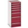 Cubio Drawer Cabinet, 7 Drawers, Light Grey/Red, 1200 x 525 x 650mm thumbnail-0