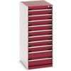 Cubio Drawer Cabinet, 10 Drawers, Light Grey/Red, 1200 x 525 x 650mm thumbnail-0